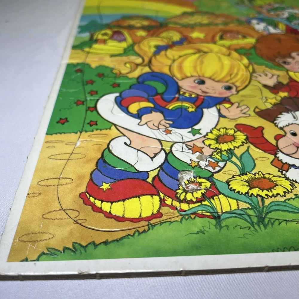 Vintage 1980s Rainbow Brite Puzzle Golden Frame-Tray 1983 Kids Games Bright Toys